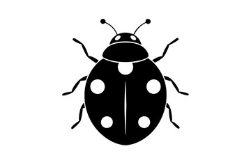 Create a minimalist ladybug vector illustration in black silhouette on a white background perfect for modern designs