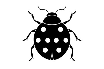 Create a minimalist ladybug vector illustration in black silhouette on a white background perfect for modern designs