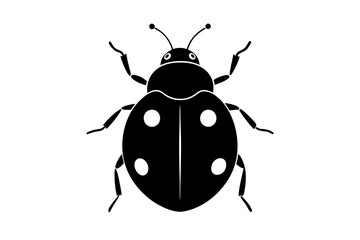 Create a minimalist ladybug vector illustration in black silhouette on a white background perfect for modern designs