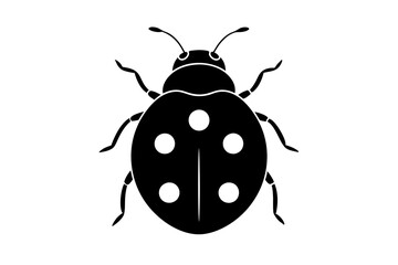 Create a minimalist ladybug vector illustration in black silhouette on a white background perfect for modern designs