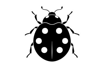 Create a minimalist ladybug vector illustration in black silhouette on a white background perfect for modern designs