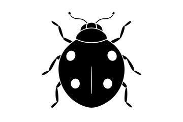 Create a minimalist ladybug vector illustration in black silhouette on a white background perfect for modern designs