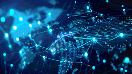 Obraz premium Illustration depicting security measures implemented across a global network with interconnected nodes andrepresenting worldwide protection 