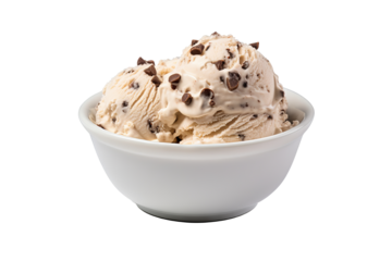 Chocolate chip cookie dough ice cream PNG with transparent background for dessert designs and digital projects