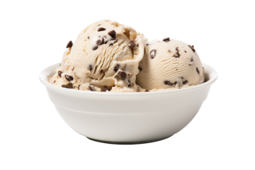 Chocolate chip cookie dough ice cream PNG with transparent background for dessert designs and digital projects
