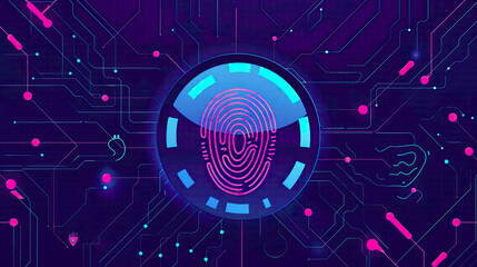  illustration showcasing a data protection concept with a scan fingerprint identification system in modern flat cartoon style symbolizing secure access and authentication 