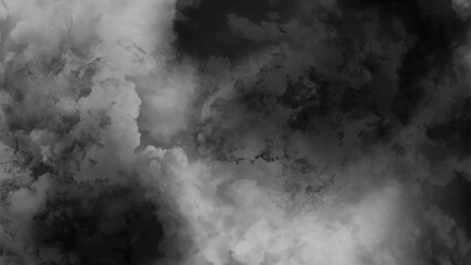 Black gray sky with white cloud. Abstract washes and brush strokes on black paper background. Black and gray watercolor texture. Wall with stone. Grunge vintage texture. Black and white background.