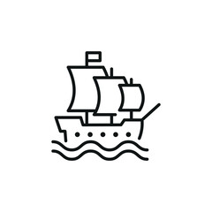 Sailing ship icon. Stylized image of a classic tall ship, reminiscent of the age of exploration and sea trade. Ideal for use in maritime themes, historical travel content. Vector illustration