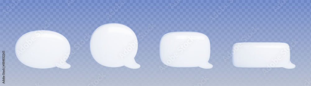 Poster speech bubble for chat conversation or message comment. realistic 3d vector illustration set of whit