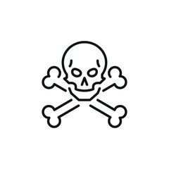 Skull and Crossbones icon. A simple vector illustration representing danger and warning, commonly used to signify toxic substances or hazardous areas. Ideal for safety labels. Vector illustration