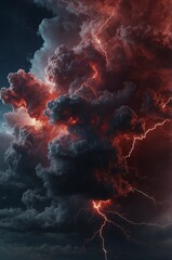abstract red lightning cloud background banner.