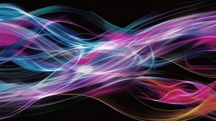 Naklejka premium Abstract Colorful Swirling Lines on Black Background