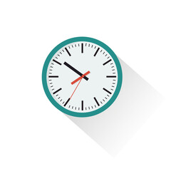 Clock icon. Flat vector related icon with long shadow for web and mobile applications