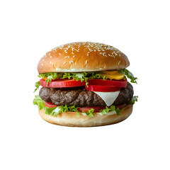 Delicious Beef Burger isolated on transparent background
