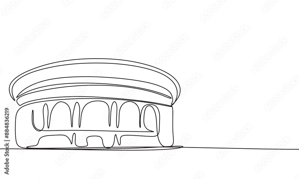 Wall mural stadium one line continuous. line art stadium building. hand drawn vector art.