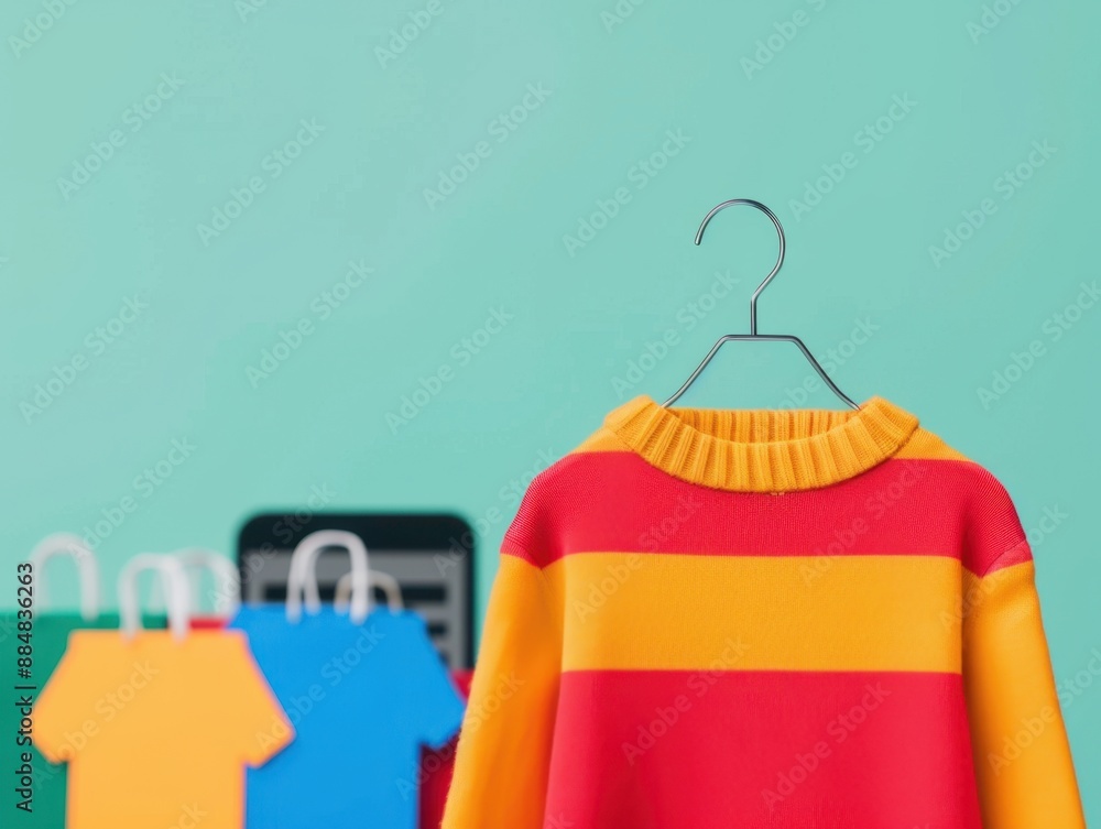 Poster streamlined web platform for interactive shopping with user engagement, copy space, and deep depth o