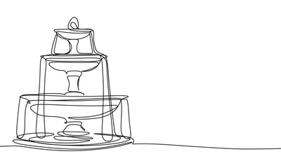 Fountain one line continuous. Line art fountain. Hand drawn vector art.