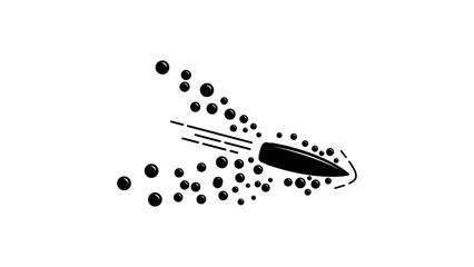 bullet underwater, black isolated silhouette