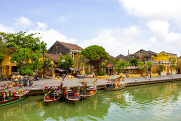 View Of Hoi An Ancient Town And Hoai River. Hoi An Ancient Town Is A UNESCO World Heritage Site Located In Quang Nam Province Of Vietnam.