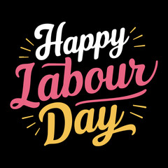 happy labour day with nice typography design with pink and white color