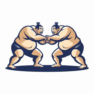 recommend clip art: Two Sumo Wrestlers Grappling in a Match