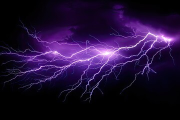 Forked lightning strikes during a powerful thunderstorm