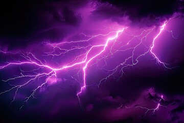 Fototapeta premium Forked lightning strikes during a powerful thunderstorm