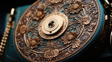 Fototapeta premium Close-up of intricate details of luxurious, handcrafted leather accessories. Generative AI 