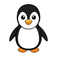 little penguin in white background isolated. penguin cartoon vector illustration