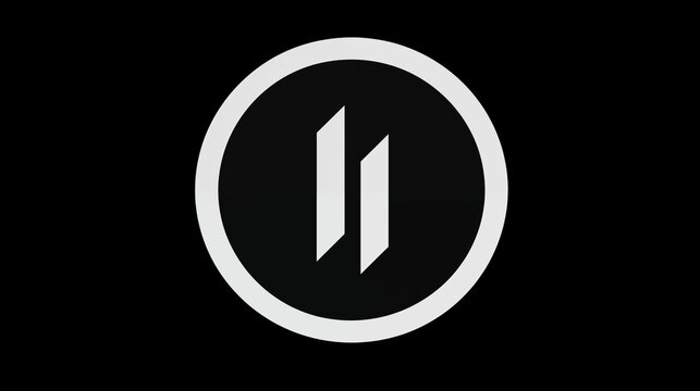 Minimalist Black and White Logo with Elliptical Shape and Parallel Lines