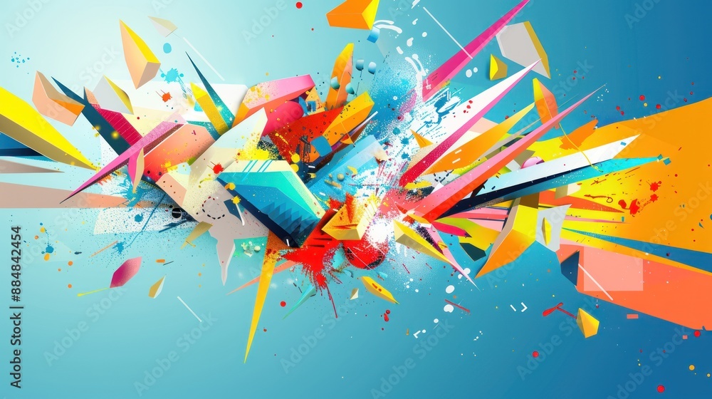 Sticker Abstract Geometric Artwork with Vibrant Colors