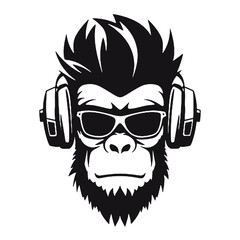 monkey black silhouette type logo