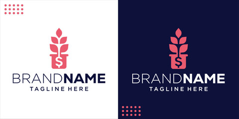 Obraz premium Creative Financial Tree Logo With Dollar symbol, Design Inspiration, Illustration, Vector