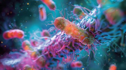 Fototapeta premium Graphic showing the combination therapy approach to treating H.pylori, with multiple medications working together to eradicate the bacteria.