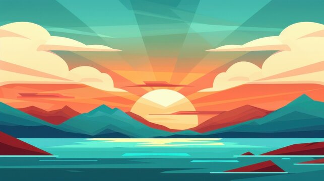 Stunning artwork celebrating Philippines Independence Day with a beautiful sunset over the sea.