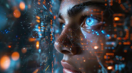 A human face looking at future screen technology