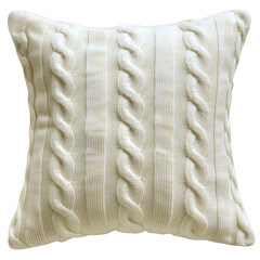 Soft, knitted cushion with intricate cable patterns, perfect for adding a touch of coziness and style to any home decor.