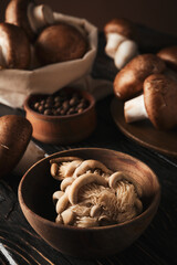 Mushrooms, concept of autumn food, autumn harvest