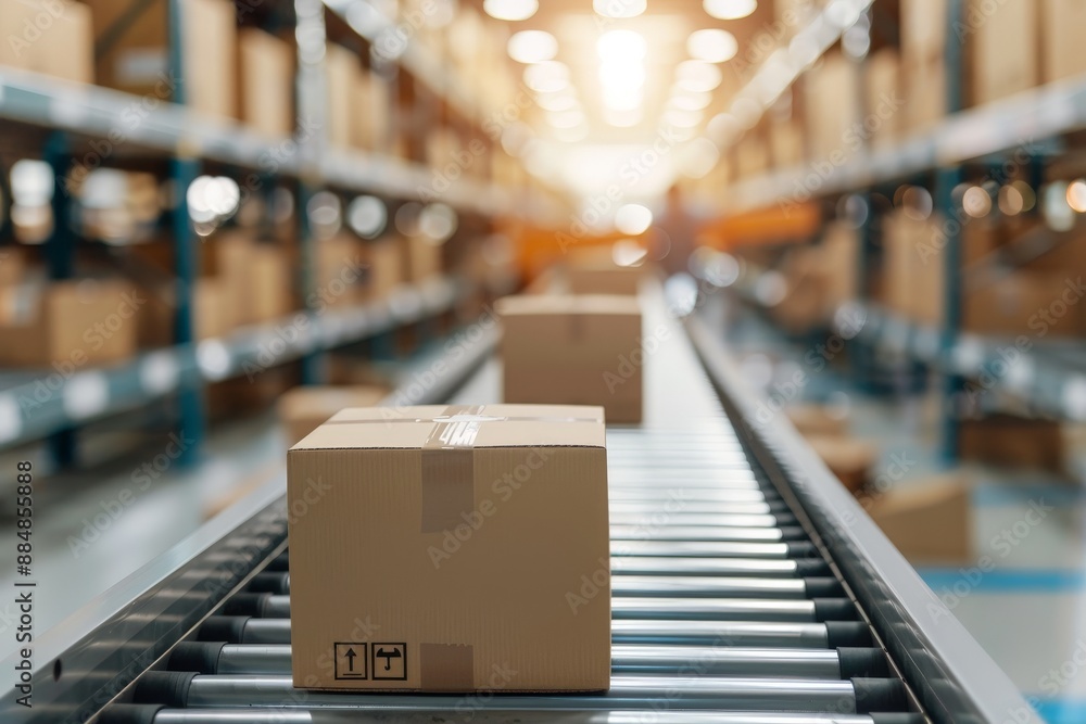 Poster seamless automation in a busy e-commerce fulfillment center: packing orders with precision and speed