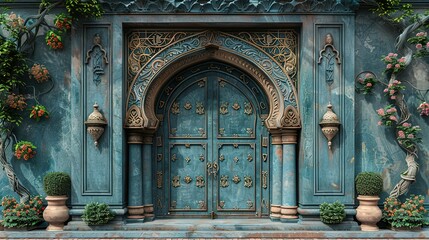 Obraz premium Intricate Islamic arch doorway with ornamental decorations