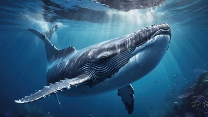 Fototapeta premium humpback whale Big, beautiful creature under the sea