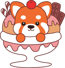 Illustration of Cute Red Panda activities.
Icon of funny red panda sticker elements.