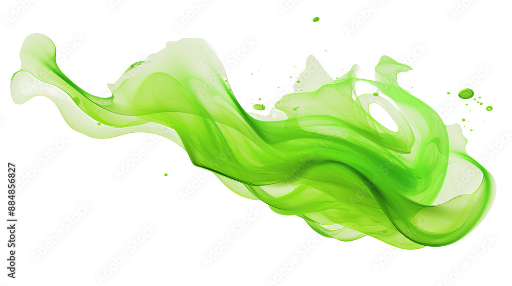 Wall mural Versatile green cream liquid paint ink splash swirl wave on transparent background, PNG cutout with multiple design variations for graphic design mockups and art projects