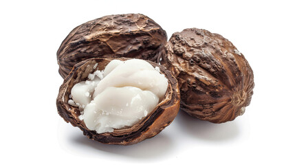 Shea Nut Isolated on White Background, Natural Shea Kernel, Shea Butter Source, Organic Ingredient, Shea Fruit, Botanical Illustration, African Shea Nut, Skincare Ingredient, Raw Shea Nut