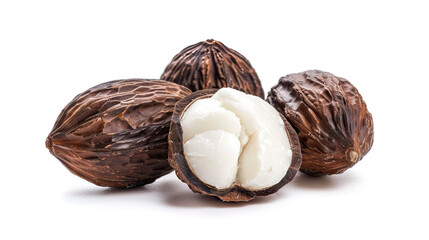 Shea Nut Isolated on White Background, Natural Shea Kernel, Shea Butter Source, Organic Ingredient, Shea Fruit, Botanical Illustration, African Shea Nut, Skincare Ingredient, Raw Shea Nut
