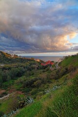 View of the Phlegraean Fields (Campi Flegrei), an active caldera volcano part of the Campanian...