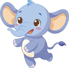 Obraz premium Cute and Cuddly Cartoon Baby Elephant, Playful Pachyderm Clipart. 