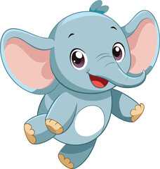 Fototapeta premium Cute and Cuddly Cartoon Baby Elephant, Playful Pachyderm Clipart. 