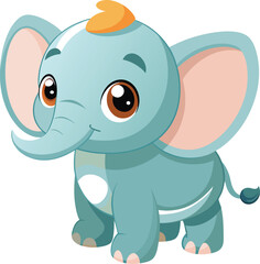 Fototapeta premium Cute and Cuddly Cartoon Baby Elephant, Playful Pachyderm Clipart. 