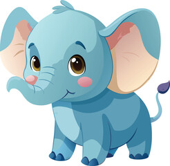 Obraz premium Cute and Cuddly Cartoon Baby Elephant, Playful Pachyderm Clipart. 